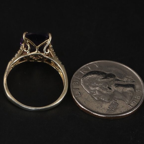 14 carat Designer MICHELLE ALBALA Amethyst Sterling Silver Gold Ring Pl Size 8 - Picture 7 of 7